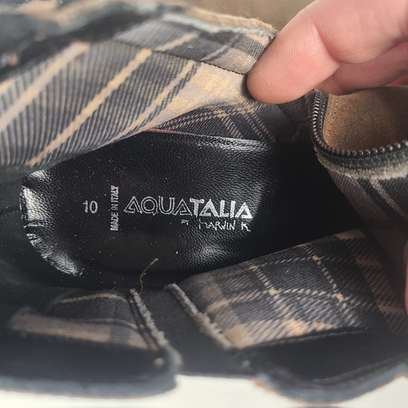 Aquatalia Suede Ankle Boots Side-Zip Booties - Taupe - Picture 15 of 15